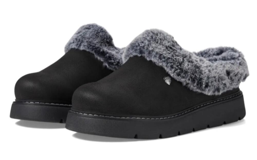 Bobs Skechers Womens Keepsakes Lite Slippers Size 5 EU 35 Black Vegan Suede NWOB